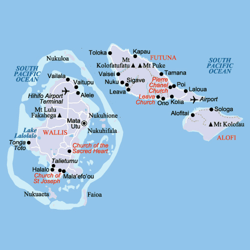 Map of Wallis and Futuna. Wallis and Futuna map.