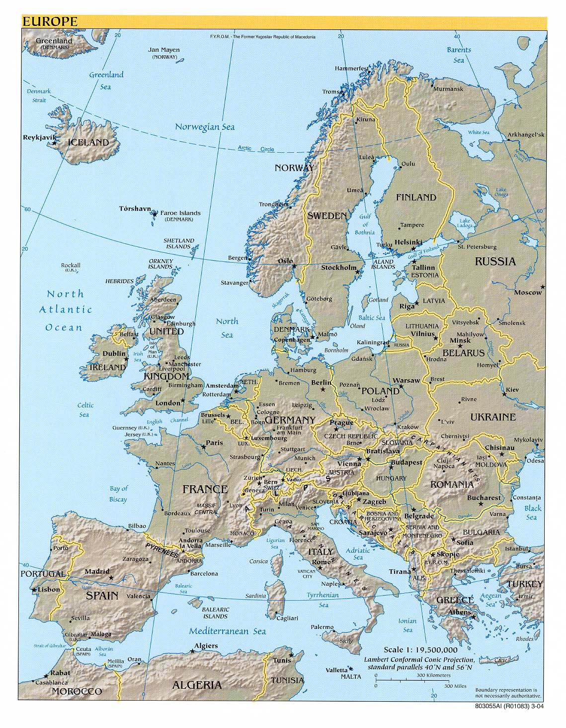 Detailed Political And Relief Map Of Europe Europe Detailed