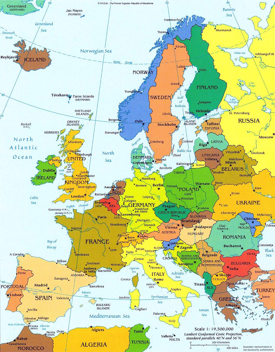 Detailed political map of Europe with capitals. Europe detailed