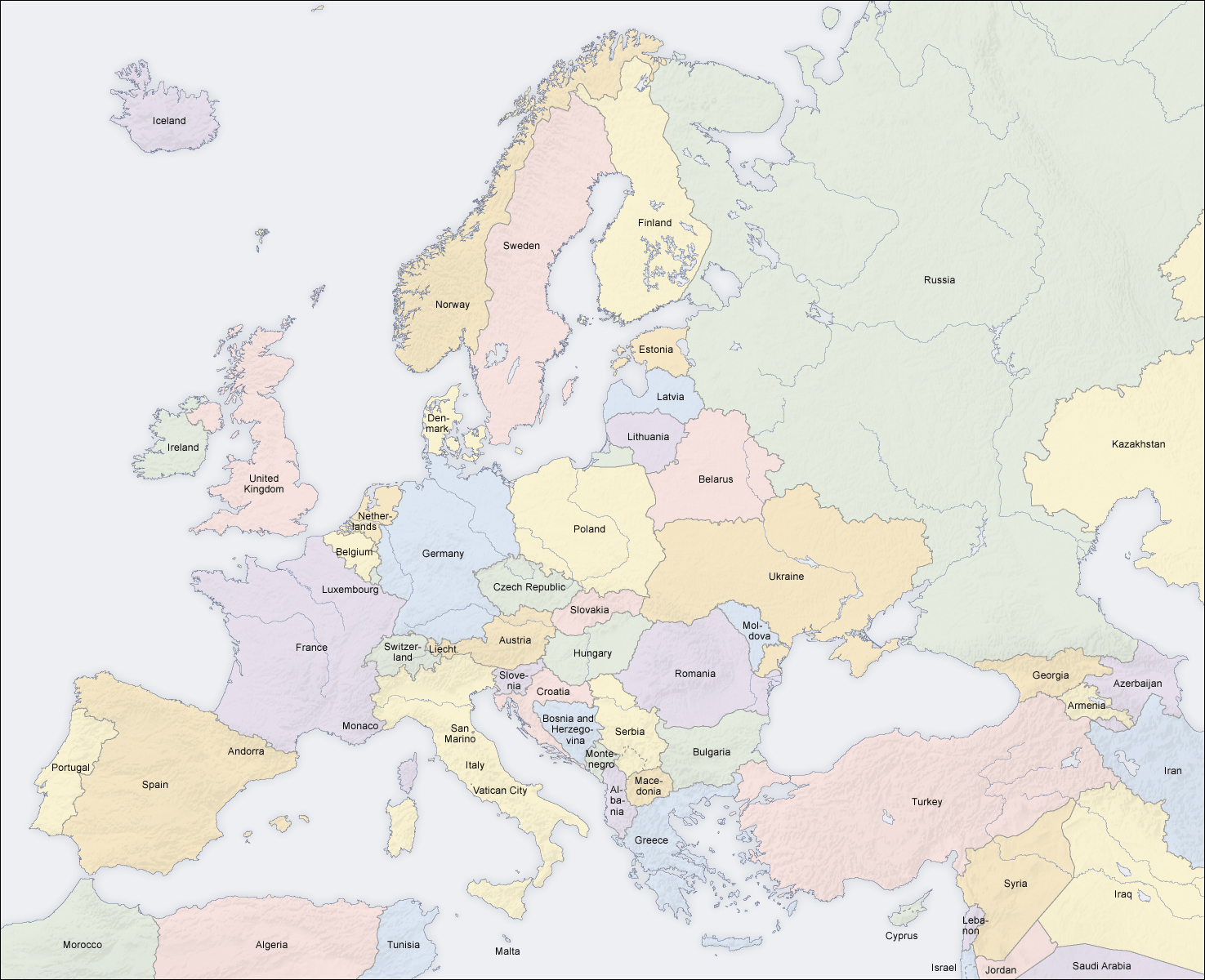 Large Detailed Political And Relief Map Of Europe Europe Large