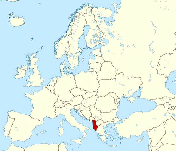 Where is located Albania on the map? Albania large location map.