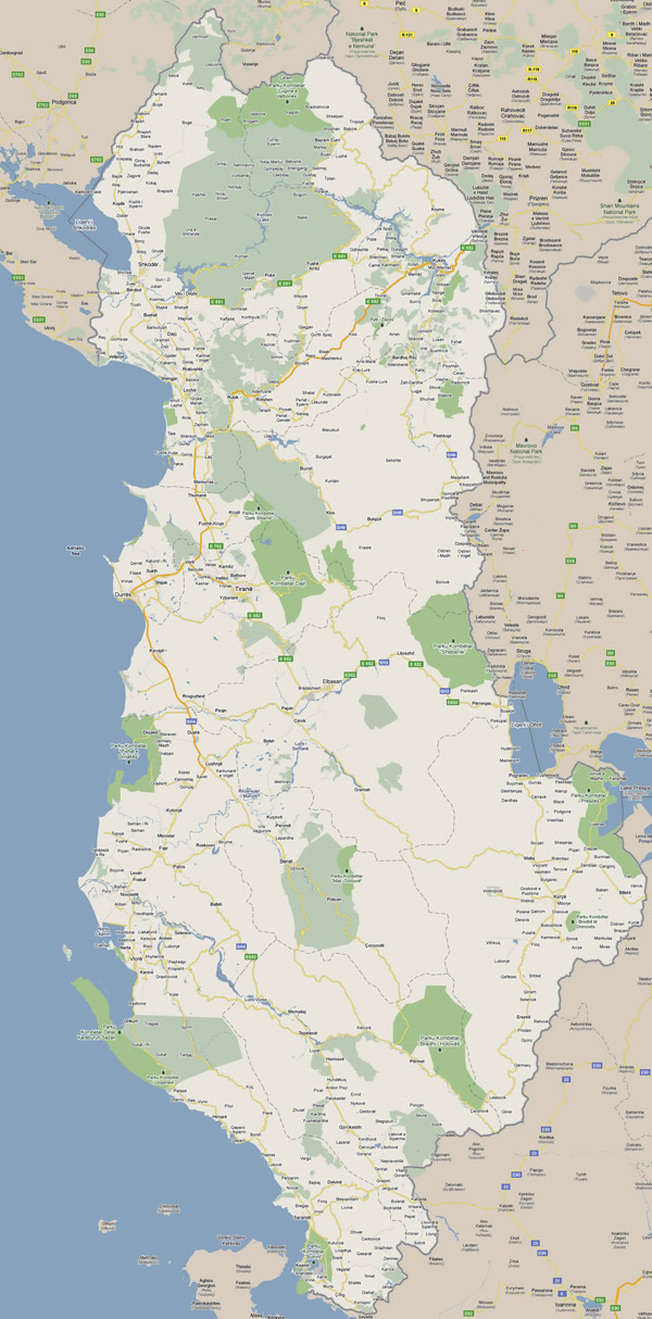 Albania large road map with all cities.