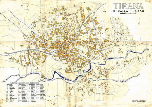 Large old map of Tirana - 1921. Tirana large old map - 1921.