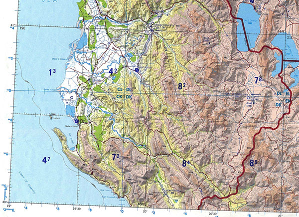 Topographical map of Albania. Albania topographical map.