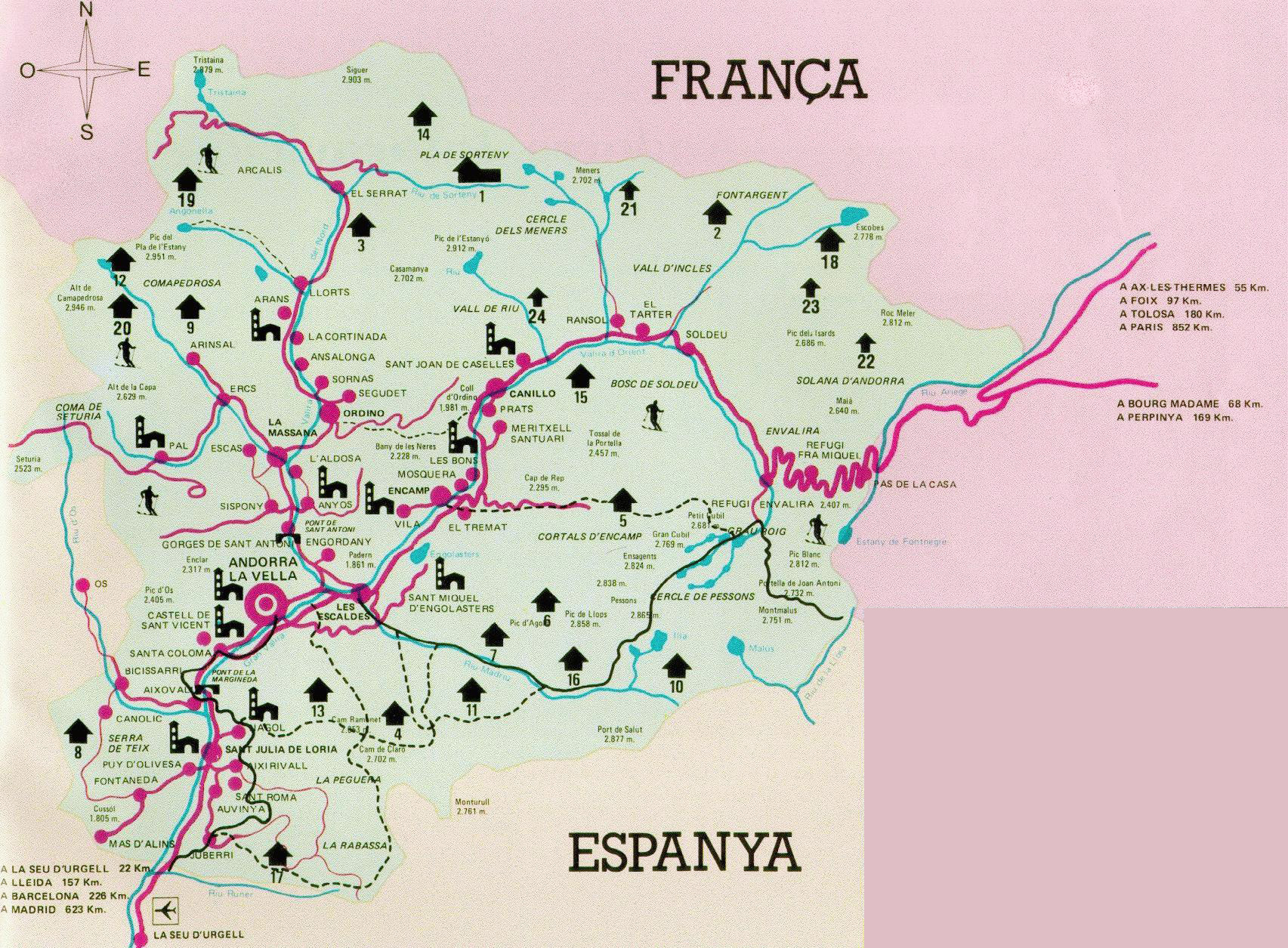 Detailed Andorra tourist map. Andorra detailed tourist map Maps of all countries