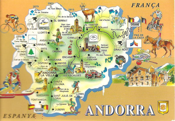 Large detailed Andorra tourist map. Andorra large detailed tourist map.