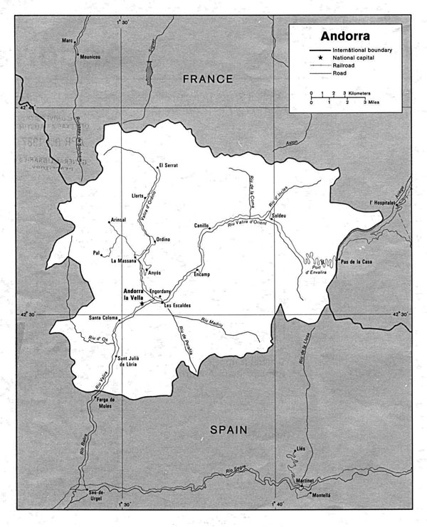 Large political map of Andorra. Andorra large political map.