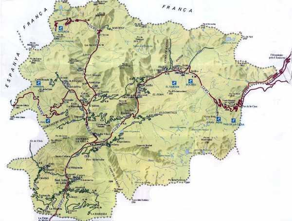 Road map of Andorra. Andorra road map.