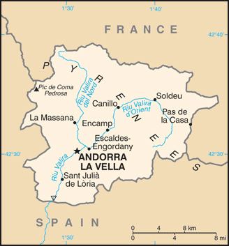 Small map of Andorra. Andorra small map.