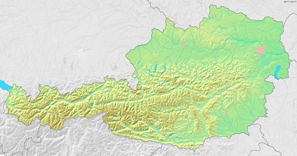 Austria detailed topographic map. Detailed topographic map of Austria.