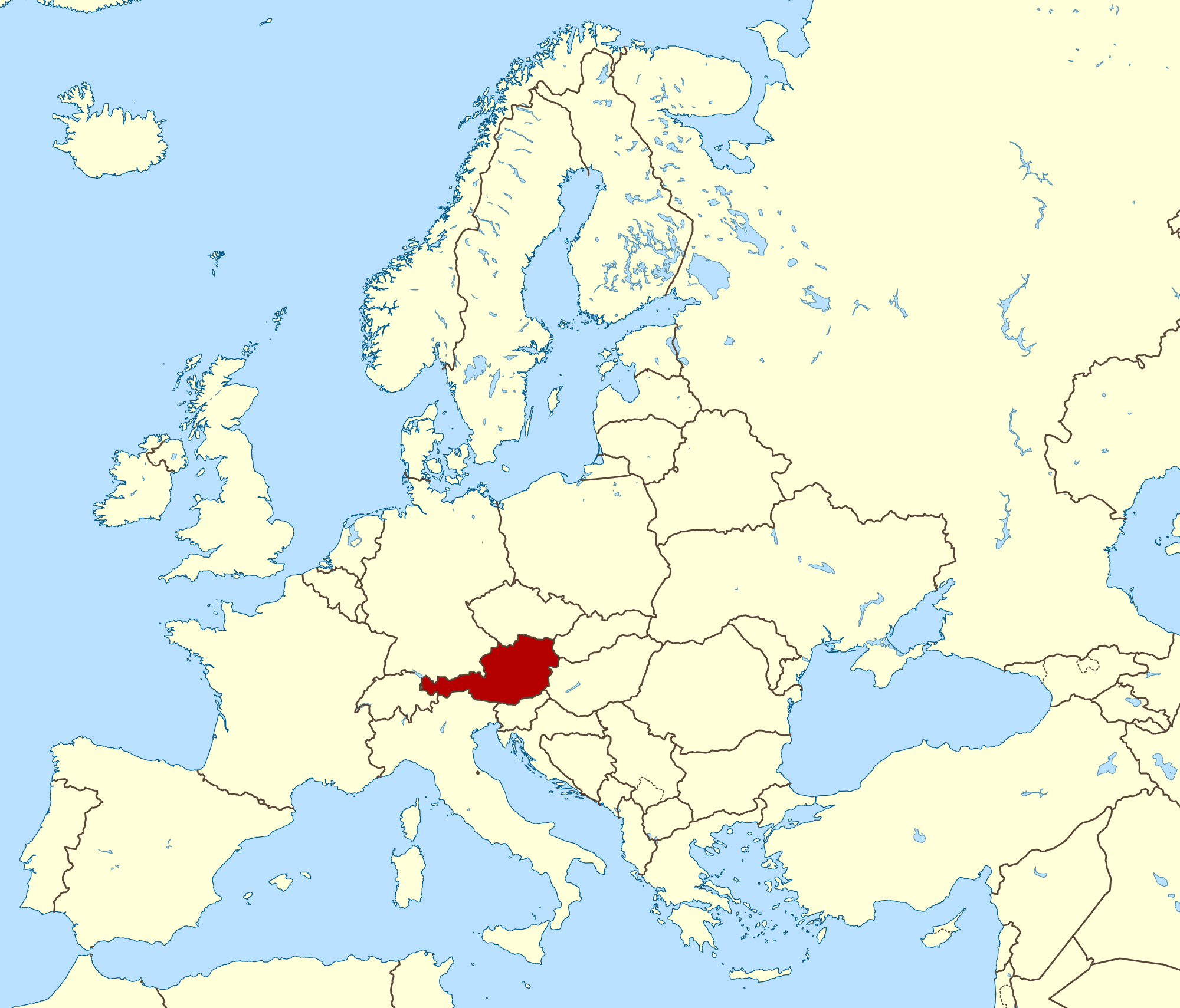 Detailed Location Map Of Austria Austria Detailed Location Map