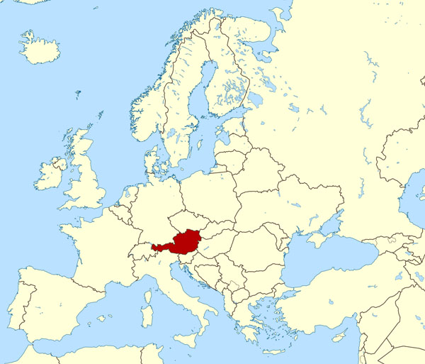 Detailed location map of Austria.
