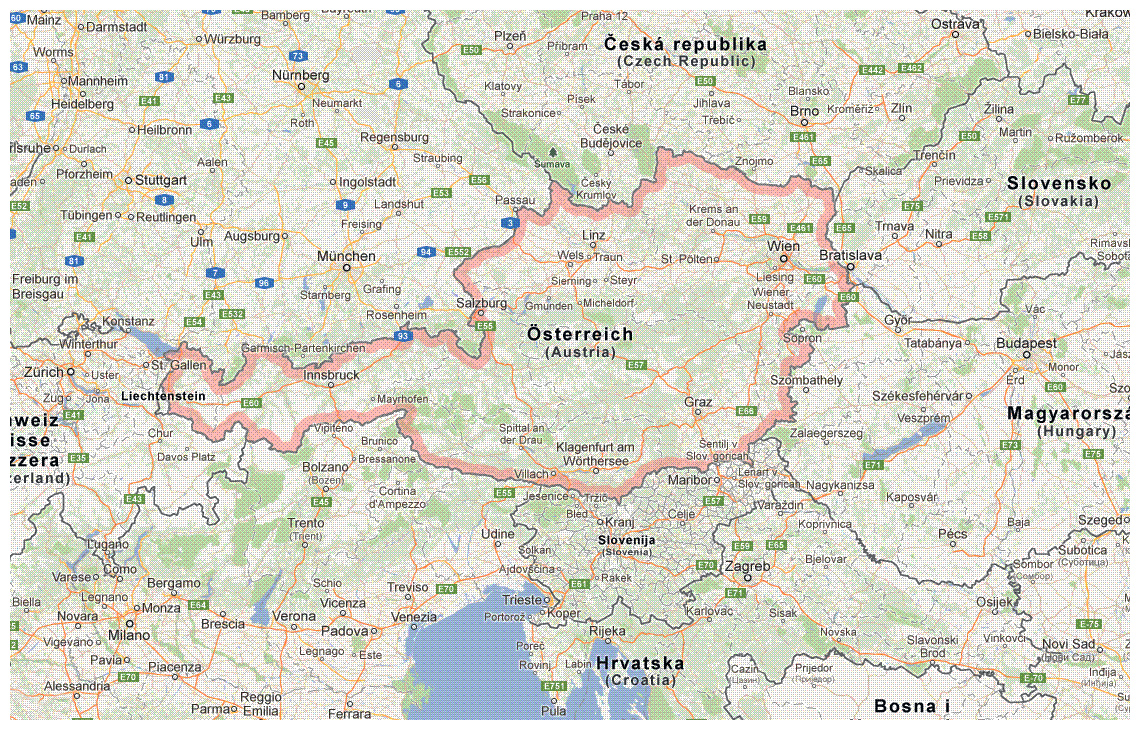 Detailed Map Of Austria And Surrounding Countries With Borders 