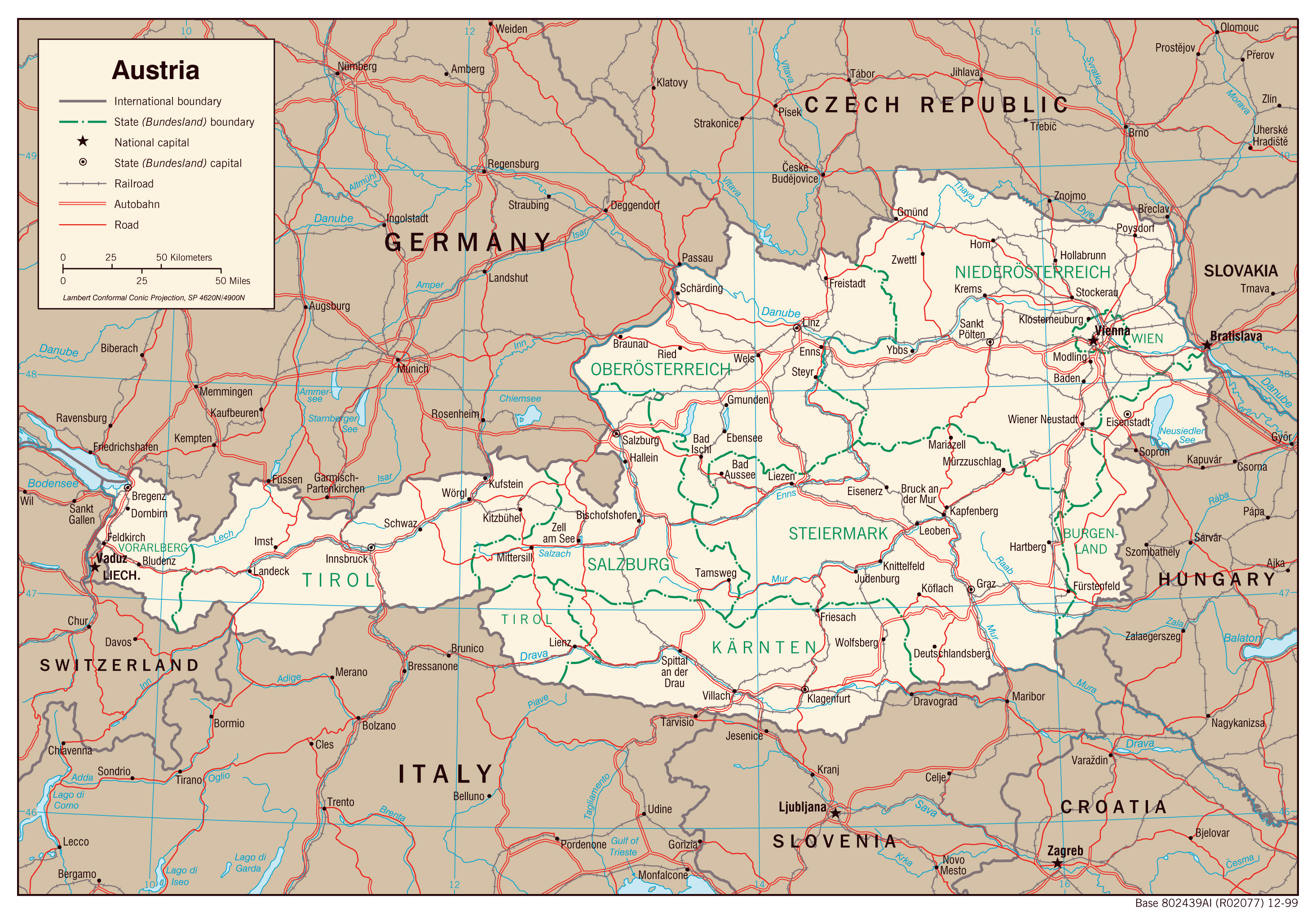 Large Detailed Political And Administrative Map Of Austria With Highways And Major Cities 