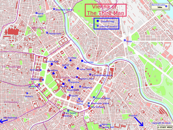 Map of the central part of Vienna.