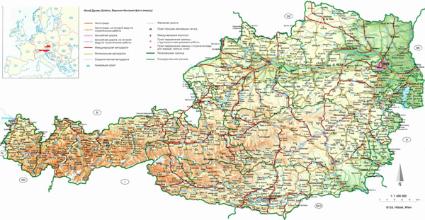 Road map of Austria. Austria road map.