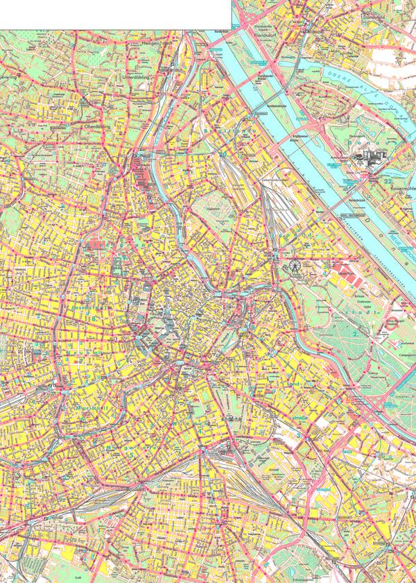 Large detailed map of Vienna city.