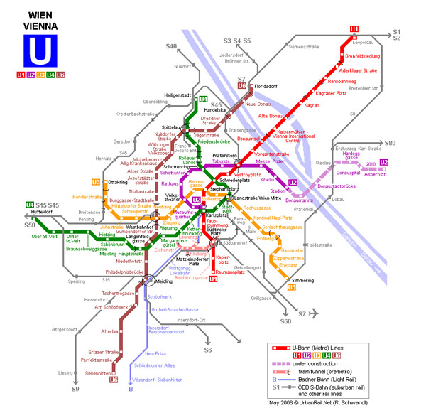 Vienna subway map. Subway map of Vienna.