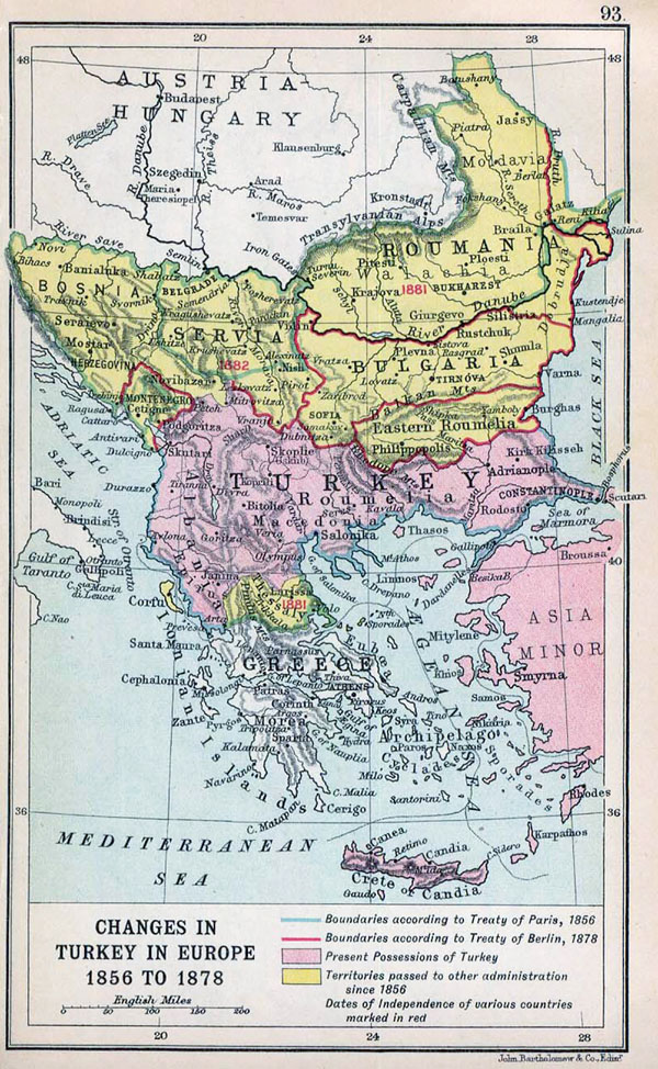 Detailed old map of Balkans with relief - 1912.