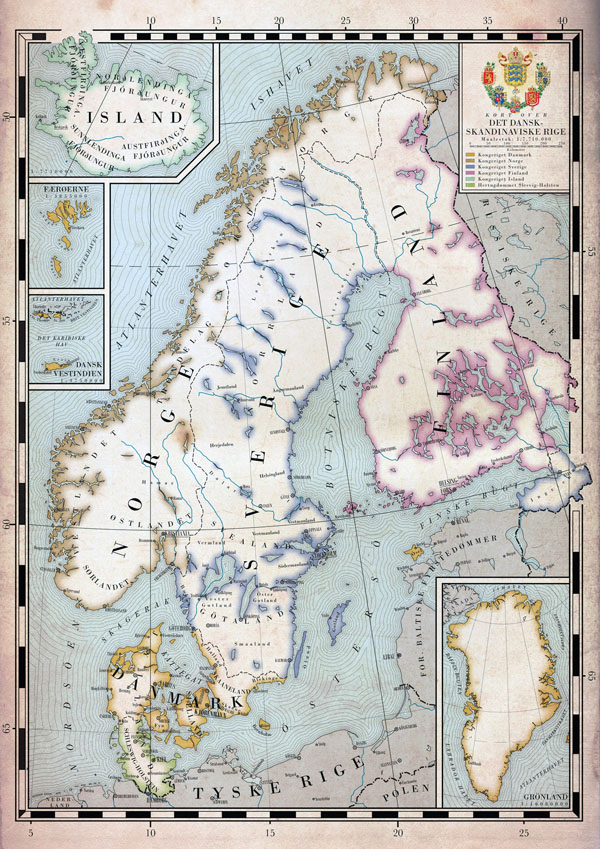 Large old map of Scandinavia.