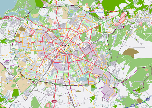 Large road map of Minsk city. Minsk large road map.