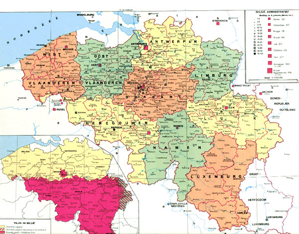 Administrative map of Belgium. Belgium administrative map.