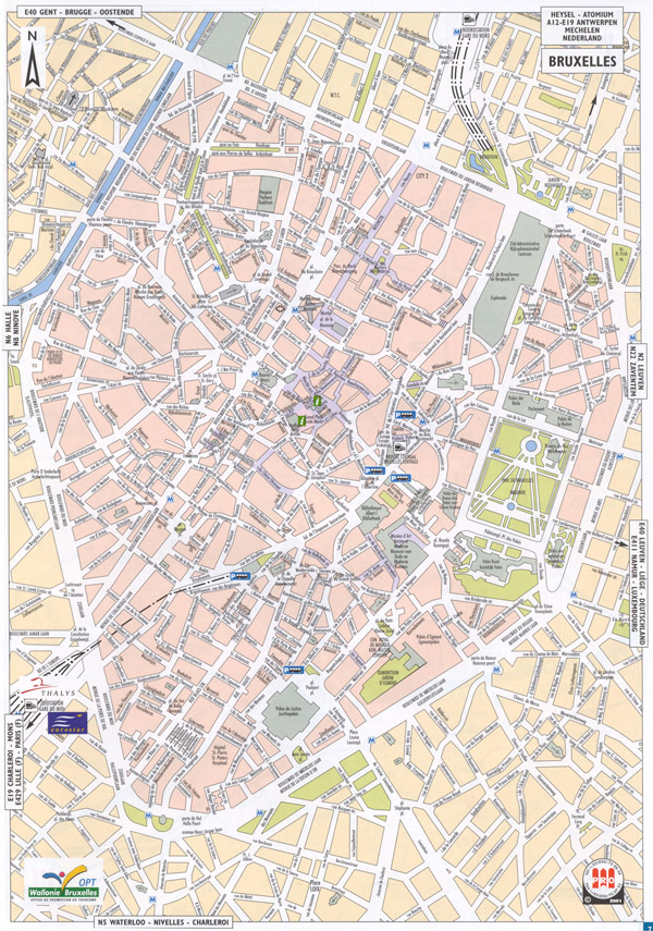 Large detailed road map of Brussels city.