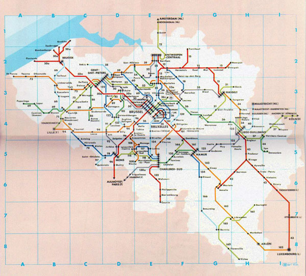 Detailed public transport map of Belgium. Belgium detailed public transport map.