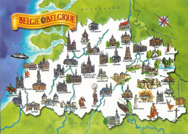 Detailed tourist map of Belgium. Belgium detailed tourist map.