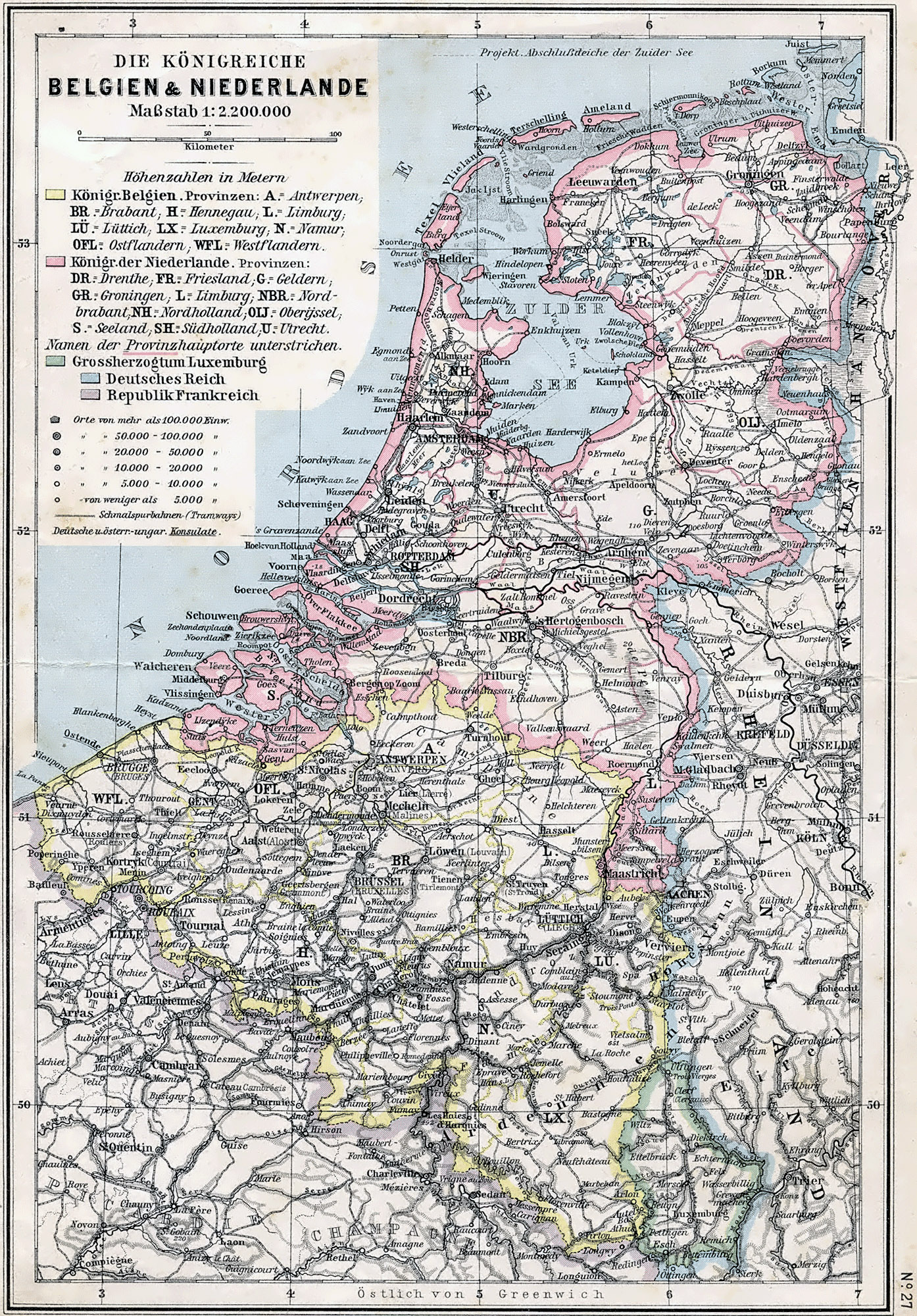 large detailed old political map of belgium and netherlands 1905