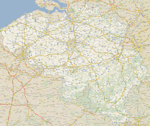 Large detailed road map of Belgium with all cities.