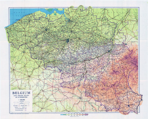 Large scale old map of Belgium - 1944.