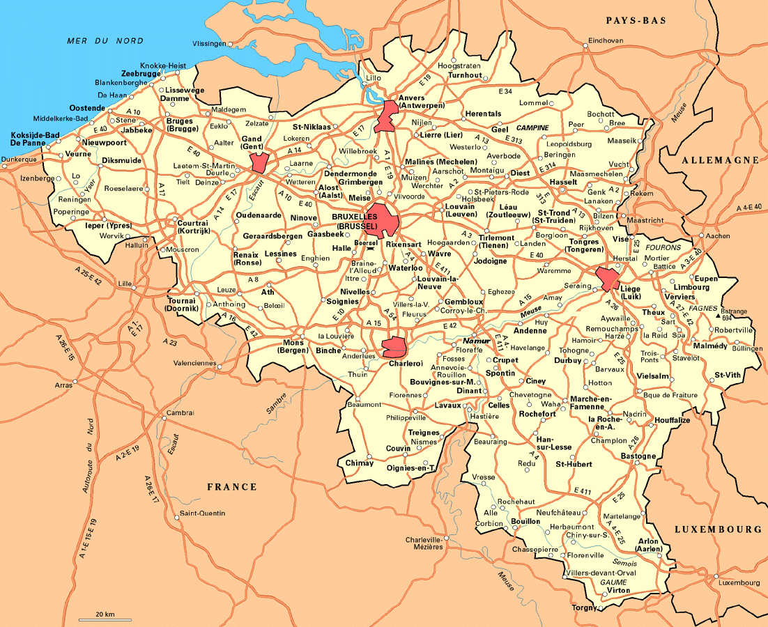 Road map of Belgium. Belgium road map. | Vidiani.com | Maps of all