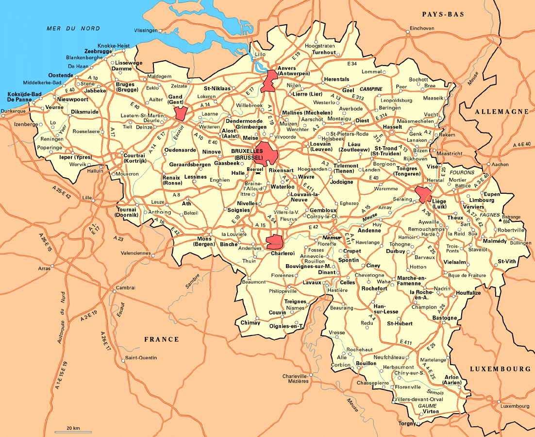 Road Map Of Belgium Belgium Road Map Vidiani Maps Of All 