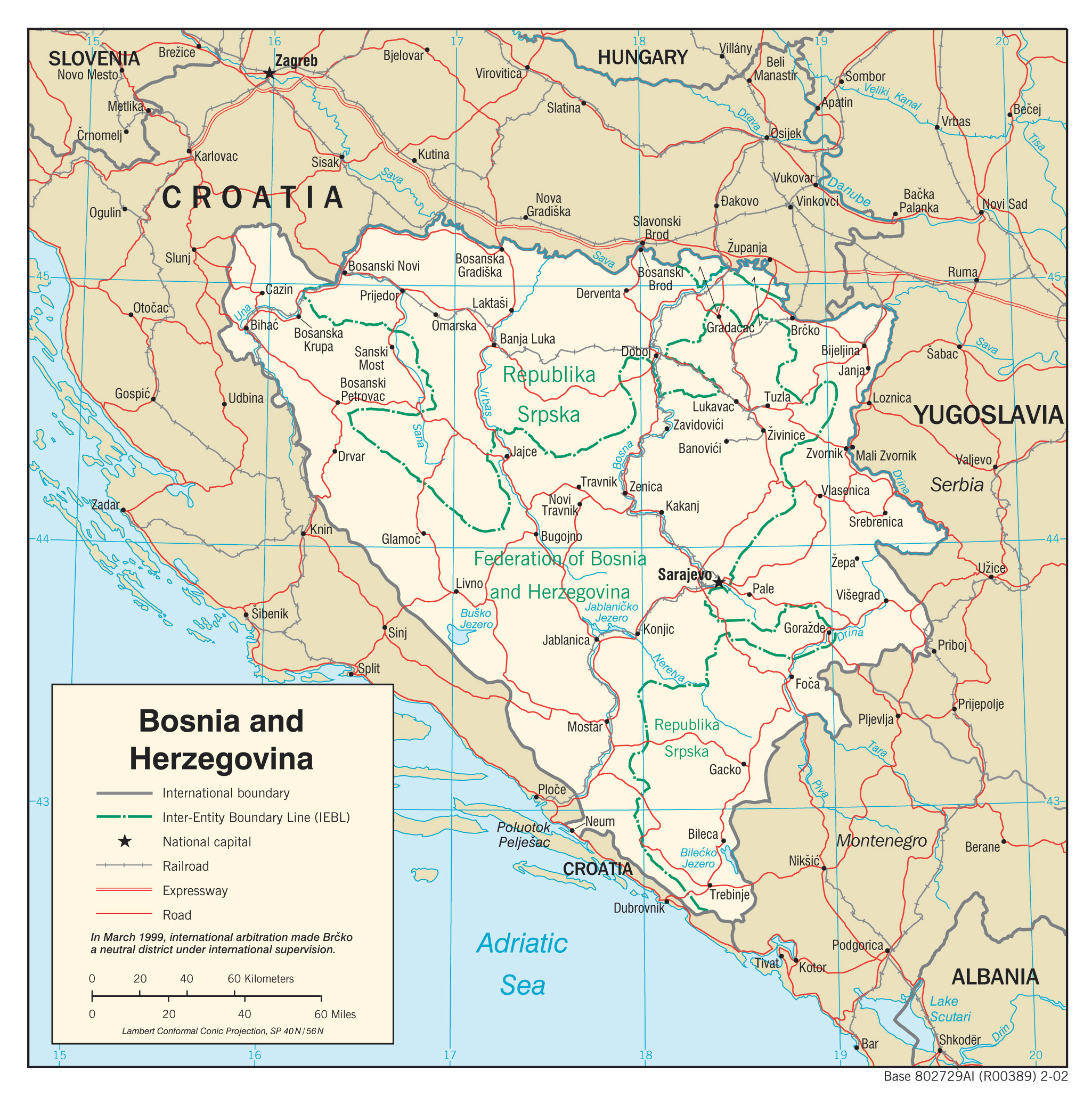 Large detailed political and administrative map of Bosnia and Herzegovina Maps