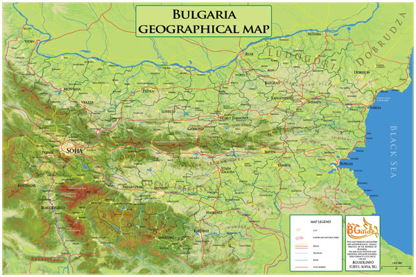 Detailed geographic map of Bulgaria. Bulgaria detailed geographic map.