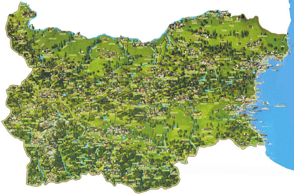 Detailed tourist map of Bulgaria. Bulgaria detailed tourist map.