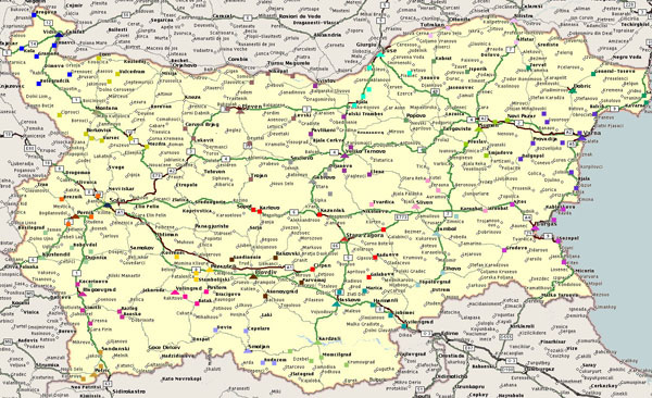 Road map of Bulgaria. Bulgaria road map.