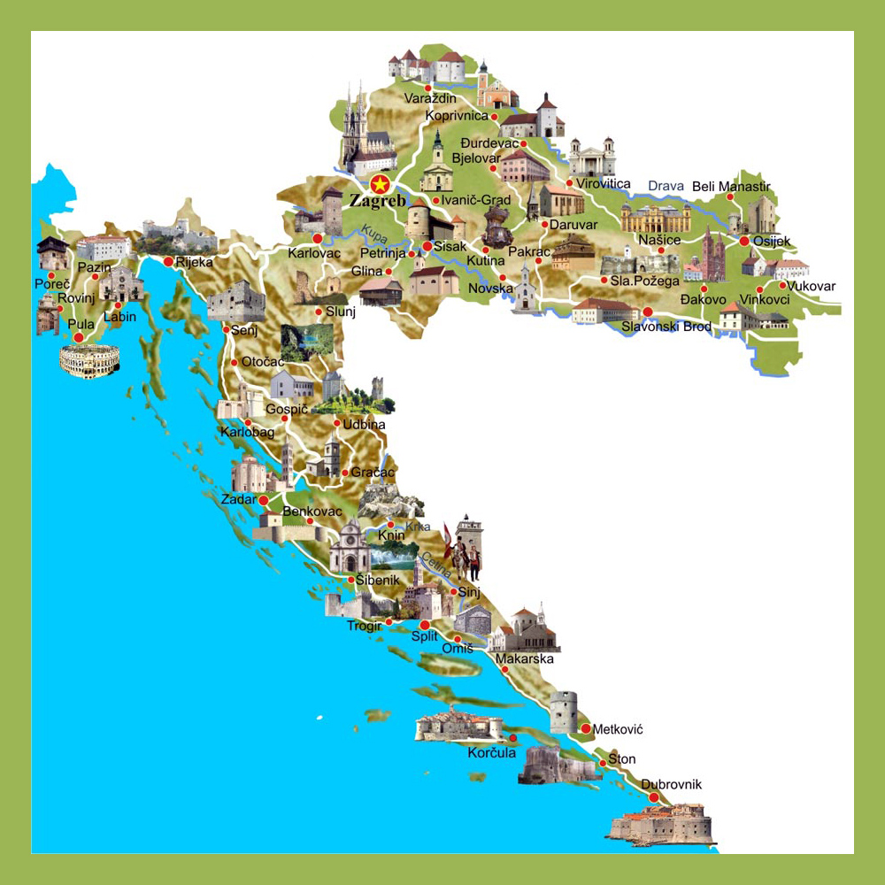 Detailed tourist map of Croatia. Croatia detailed tourist map | Vidiani