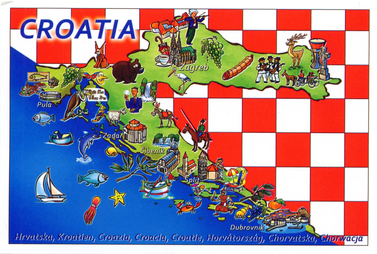 Large Detailed Tourist Illustrated Map Of Croatia Croatia Large Large Detailed Tourist Illustrated Map Of Croatia Croatia Large