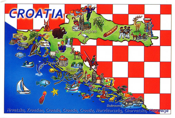 Croatia large detailed tourist illustrated map.