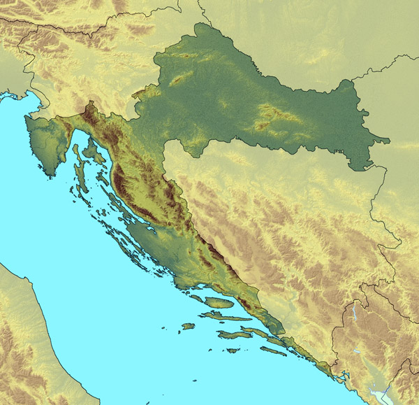 Large relief map of Croatia. Croatia large relief map.