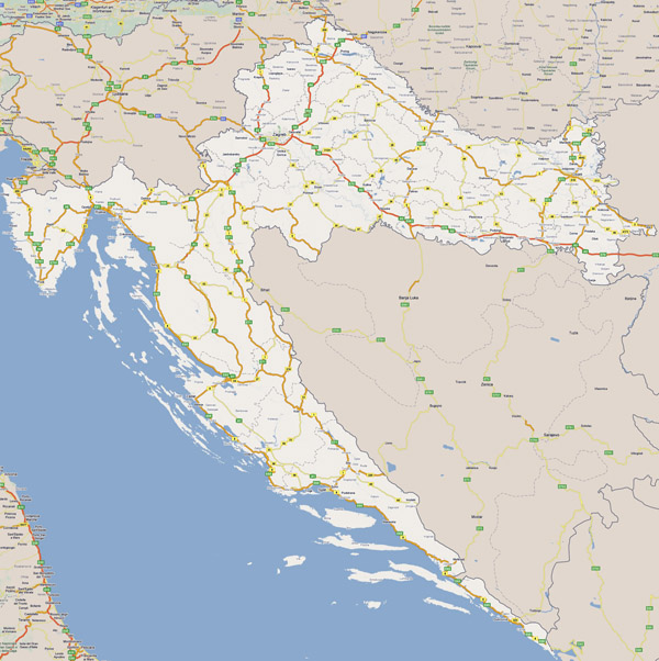 Large road map of Croatia with cities. Croatia large road map with cities.