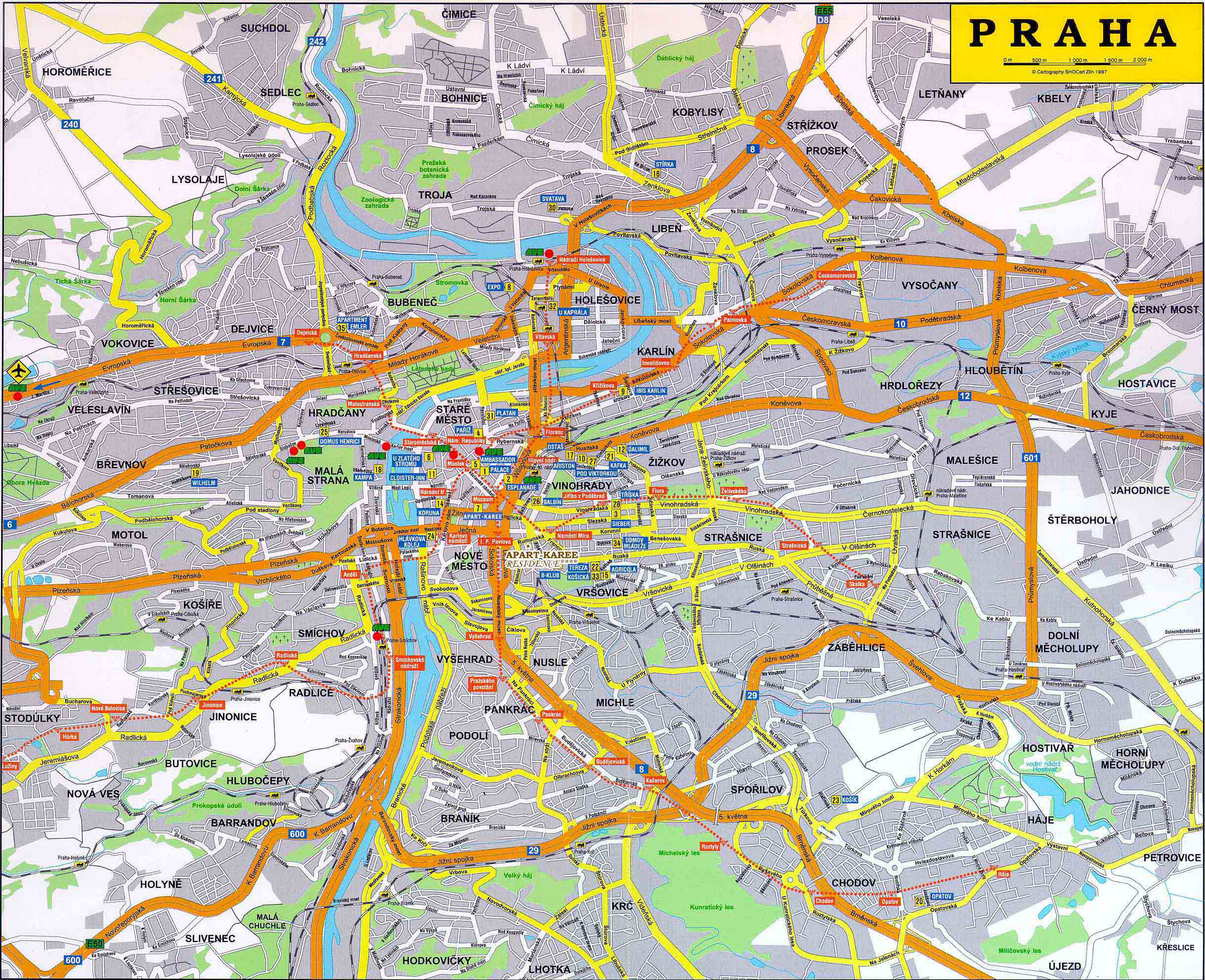 Detailed Road Map Of Praha City Prague City Detailed Road Map Vidiani Com Maps Of All Countries In One Place