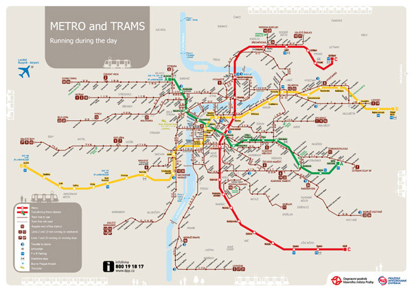 Large detailed map of public transport in Prague. Prague city large detailed map of public transport. Large detailed map of public transport in Prague.