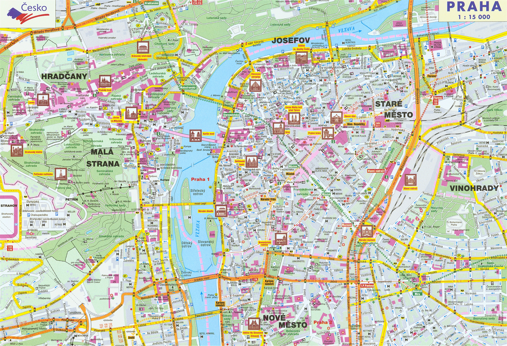Large Detailed Road Map Of Prague City Prague City Large