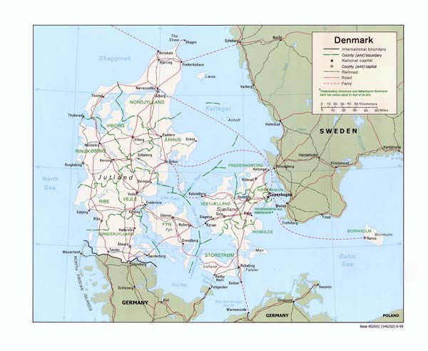 Administrative map of Denmark. Denmark administrative map.