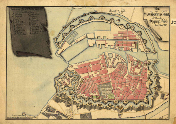 Large detailed old map of Copenhagen city 1800.