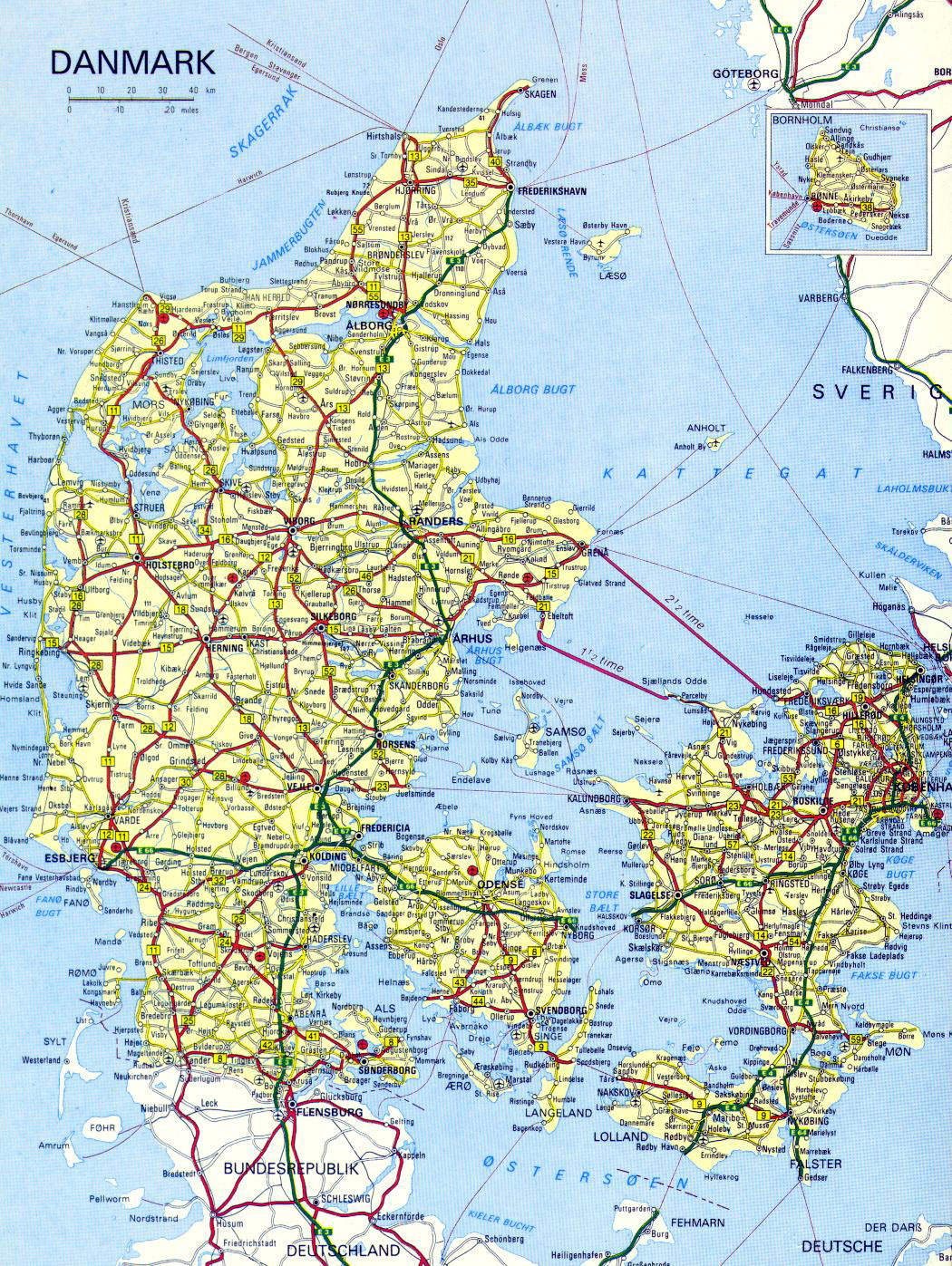 Detailed road map of Denmark. Denmark detailed road map | Vidiani.com