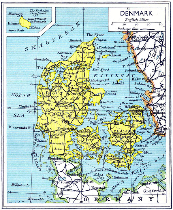 Large detailed old road map of Denmark 1941.